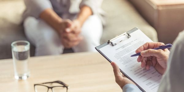Professional consultation with clipboard and documents